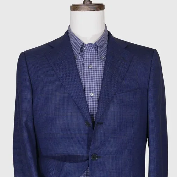 Ermenegildo Zegna Sport Coat Blazer Men 38S Blue Plaid Trofeo Wool 3-Button - Picture 6 of 12